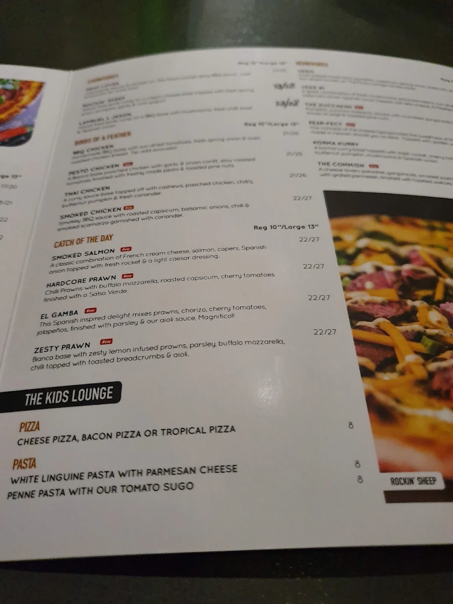 Menu, The Pizza Lounge