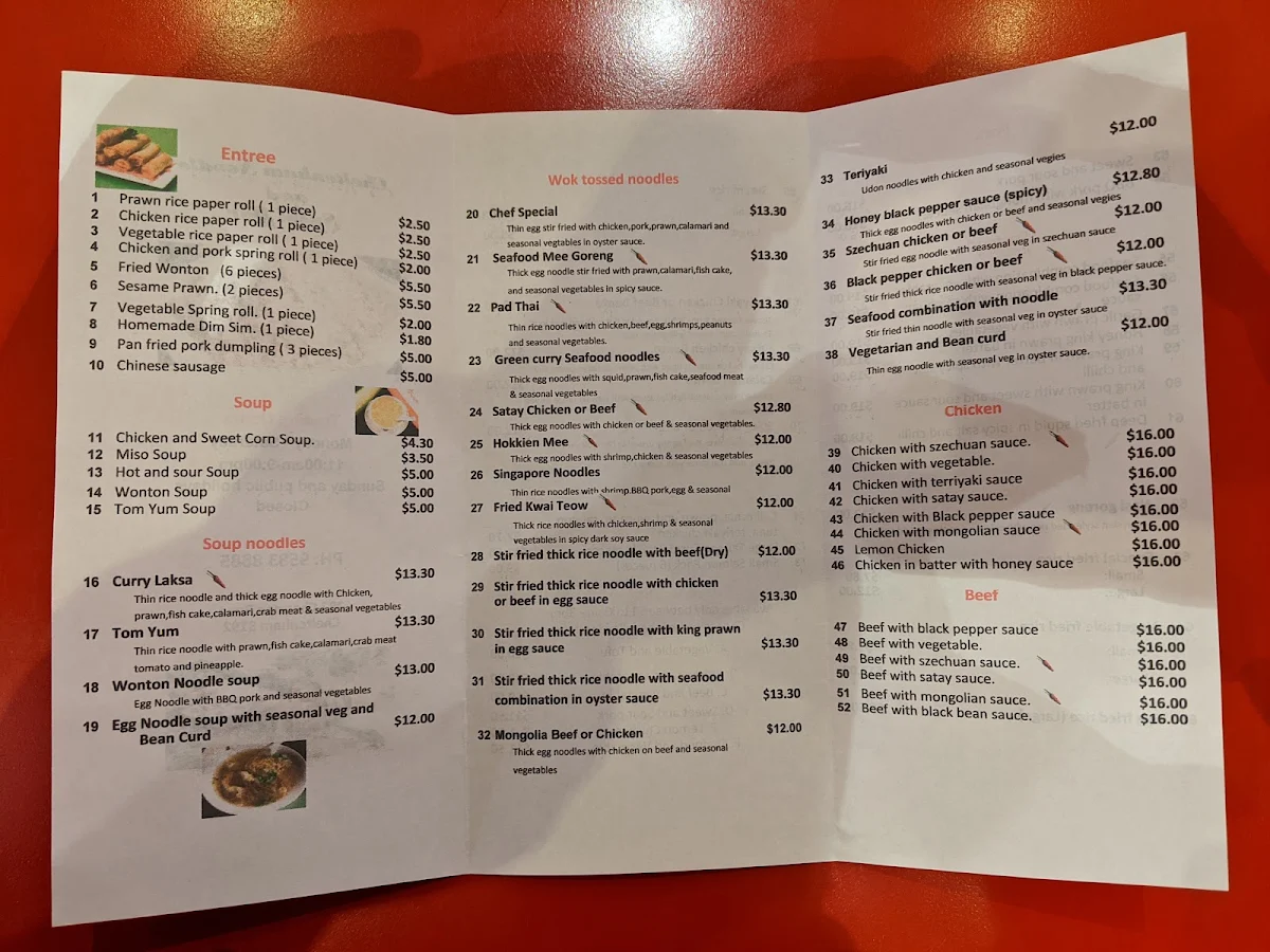 Menu, Cheltenham Noodle & Sushi Bar