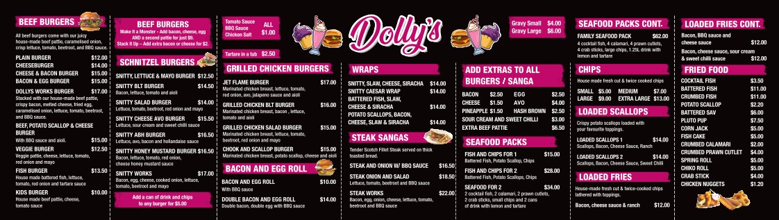 Menu, Dolly’s Takeaway
