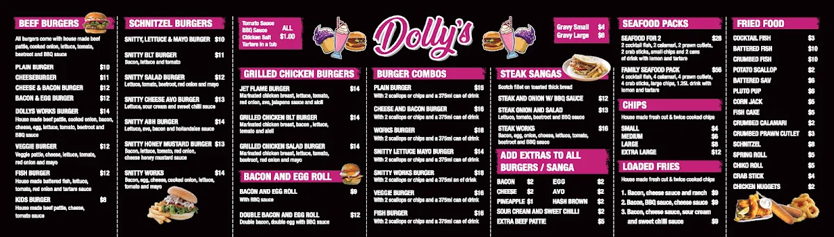 Menu, Dolly’s Takeaway