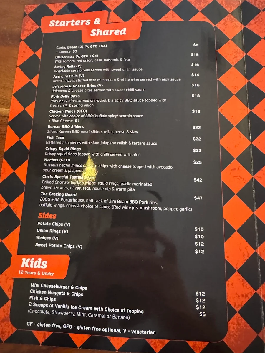 Menu, The Russell Inn Bar & Restaurant