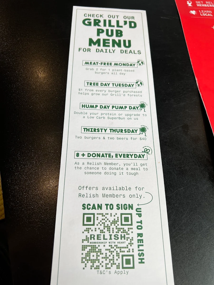 Menu, Grill'd Burgers - Burwood