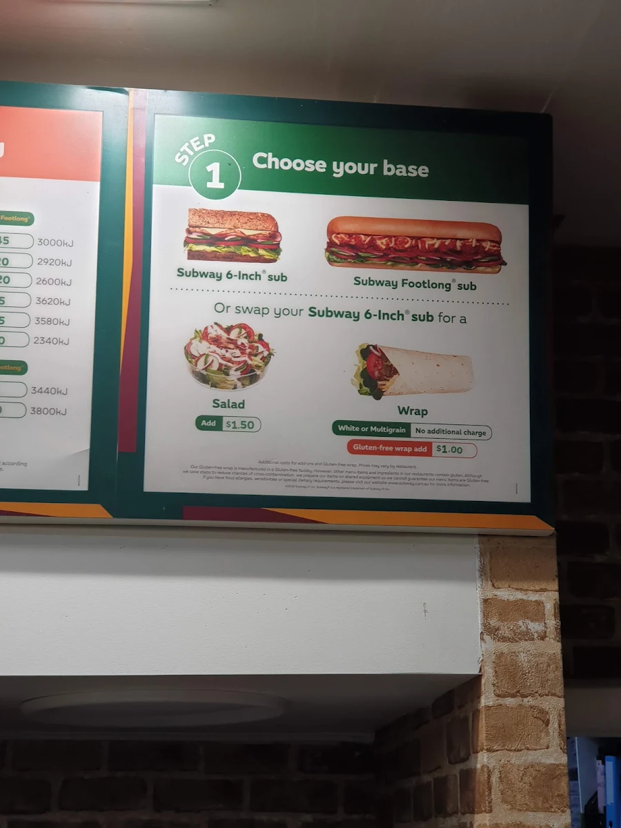 Menu, Subway Broadmeadows