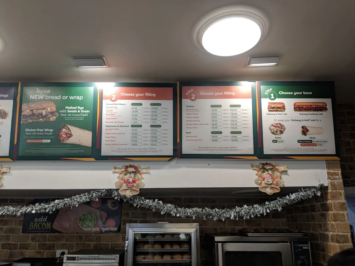 Menu, Subway Broadmeadows