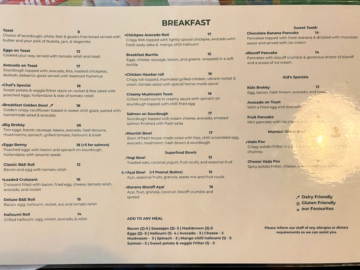 Menu, MOJO