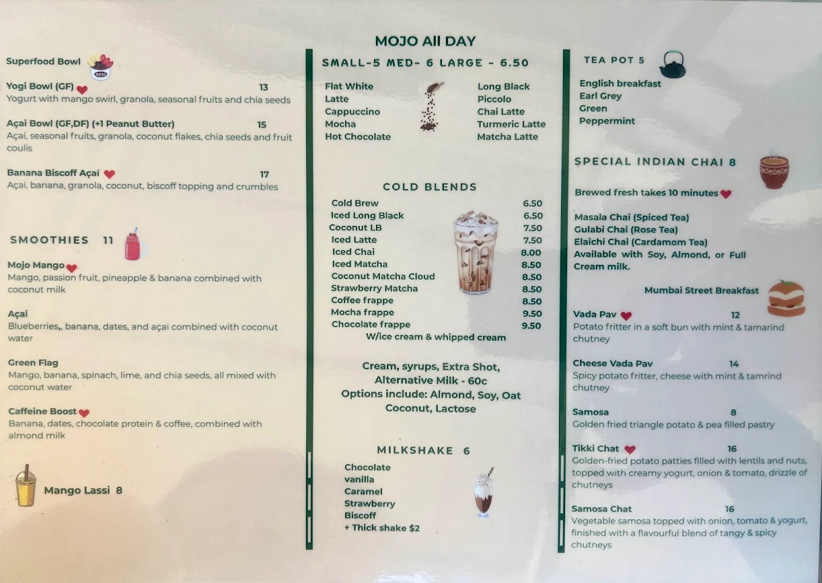Menu, MOJO