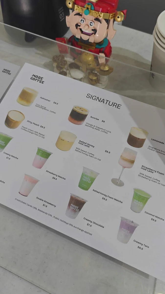 Menu, MORE COFFEE MELBOURNE