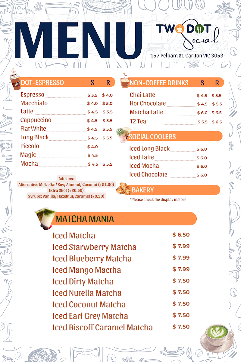 Menu, Two Dot Social