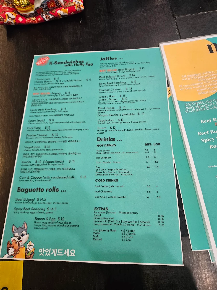 Menu, Three Drops Coffee & Sandwich