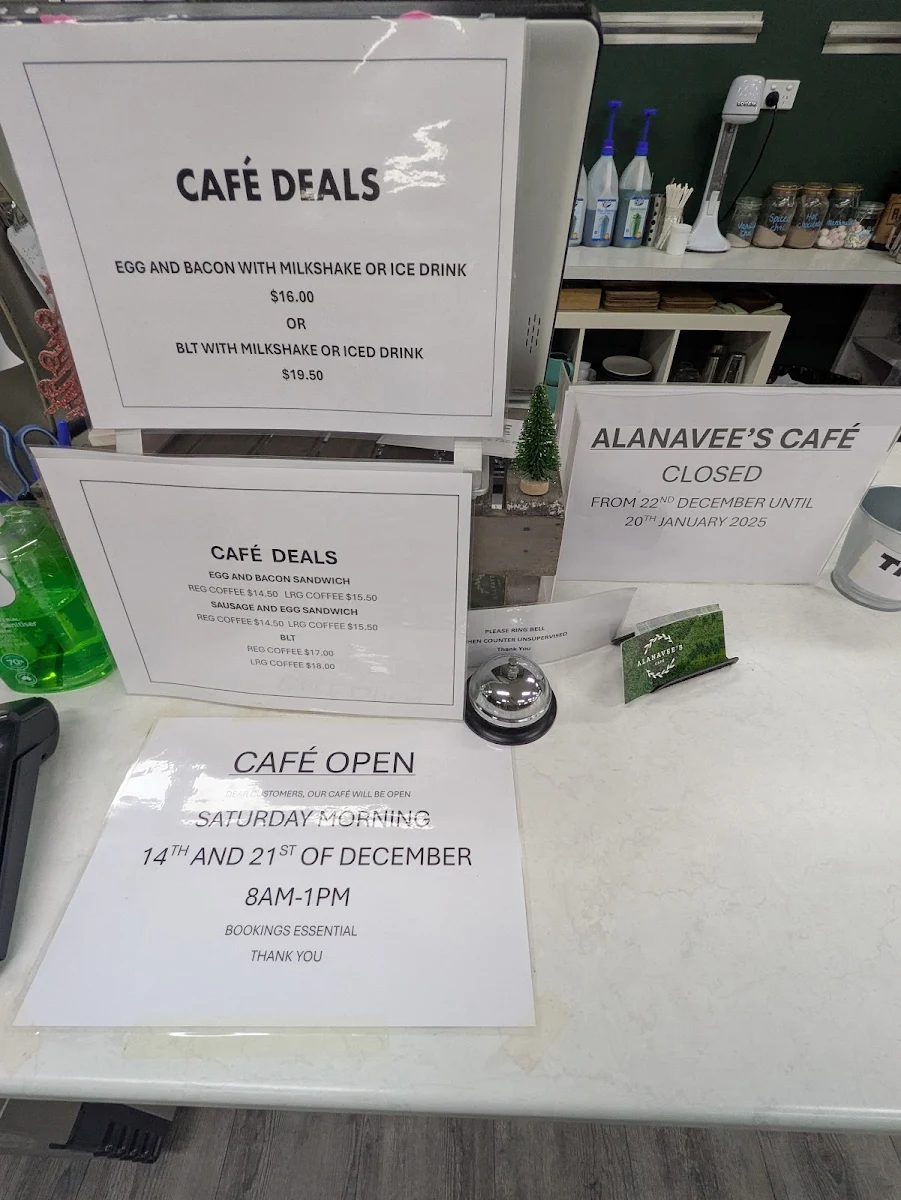 Menu, Alanavee's Cafe