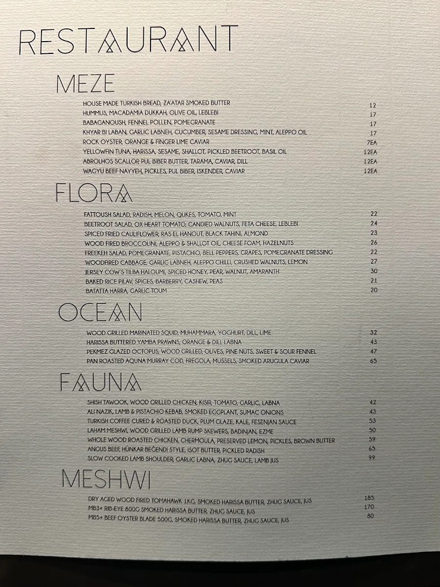 Menu, Babylon Rooftop & Garden Bar