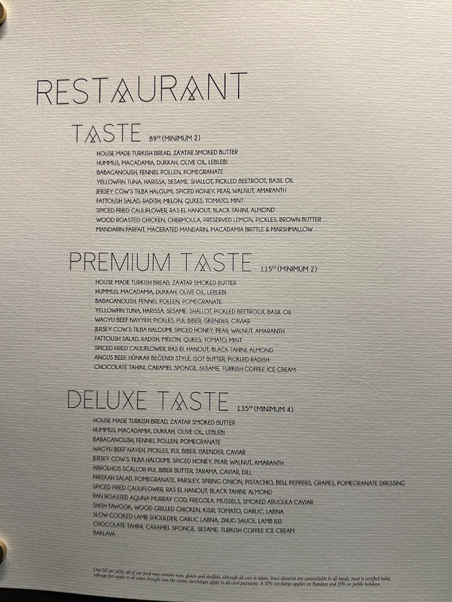Menu, Babylon Rooftop & Garden Bar
