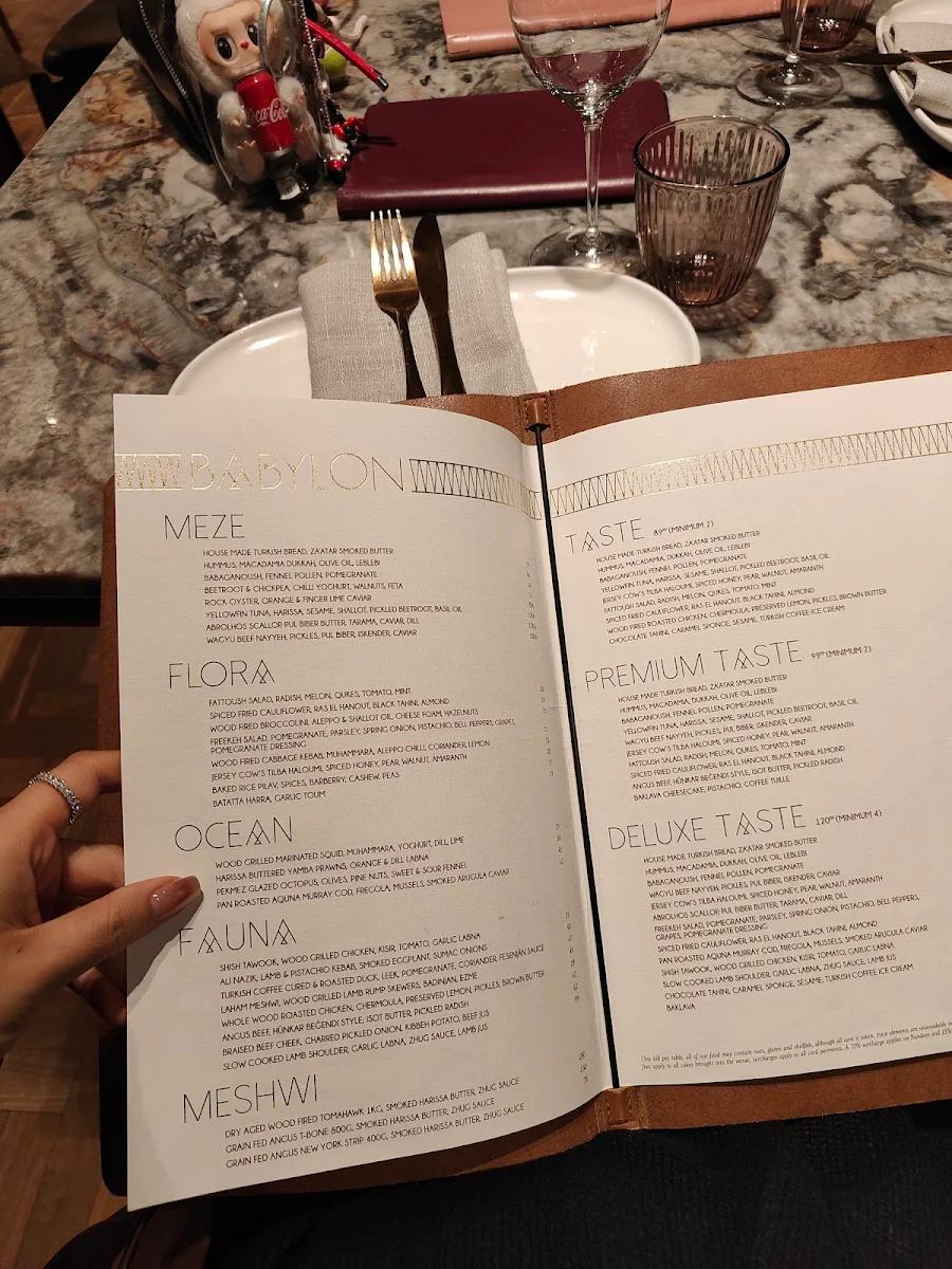 Menu, Babylon Rooftop & Garden Bar
