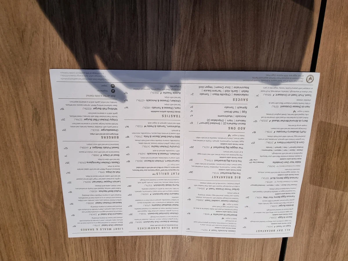Menu, Coffee Club - Park Centre