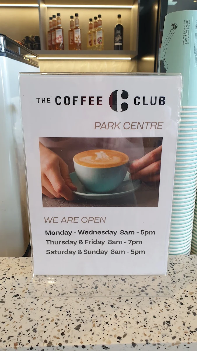 Menu, Coffee Club - Park Centre
