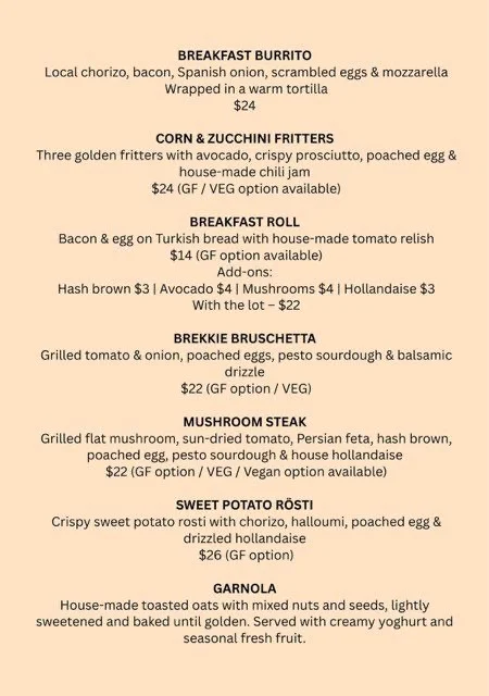 Menu, Urban vibes cafe & restaurant