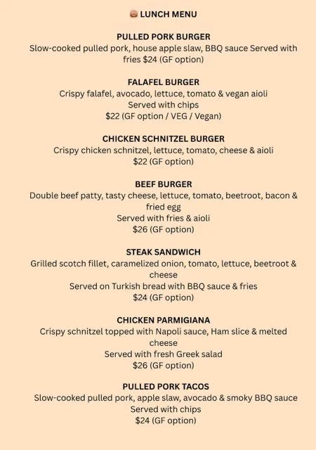 Menu, Urban vibes cafe & restaurant