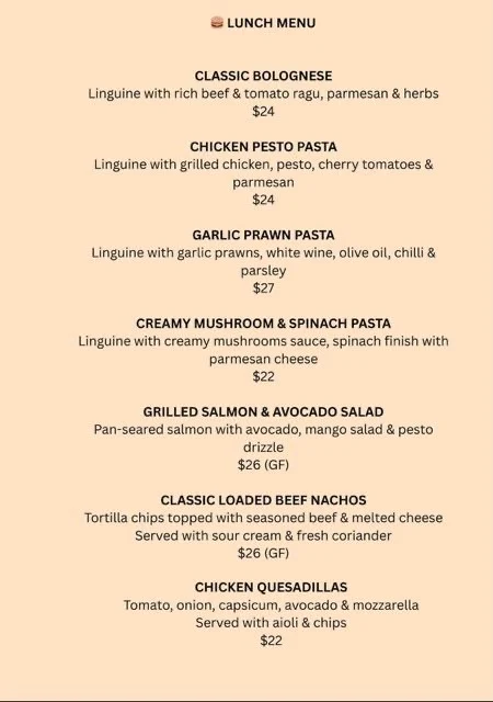 Menu, Urban vibes cafe & restaurant