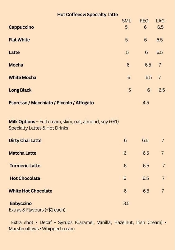 Menu, Urban vibes cafe & restaurant