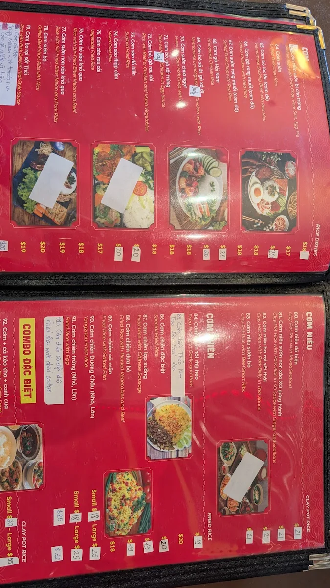 Menu, Thao Kim Restaurant