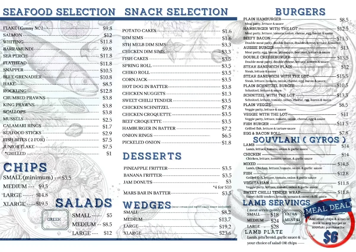 Menu, Rock’n Fish Stables Mill Park