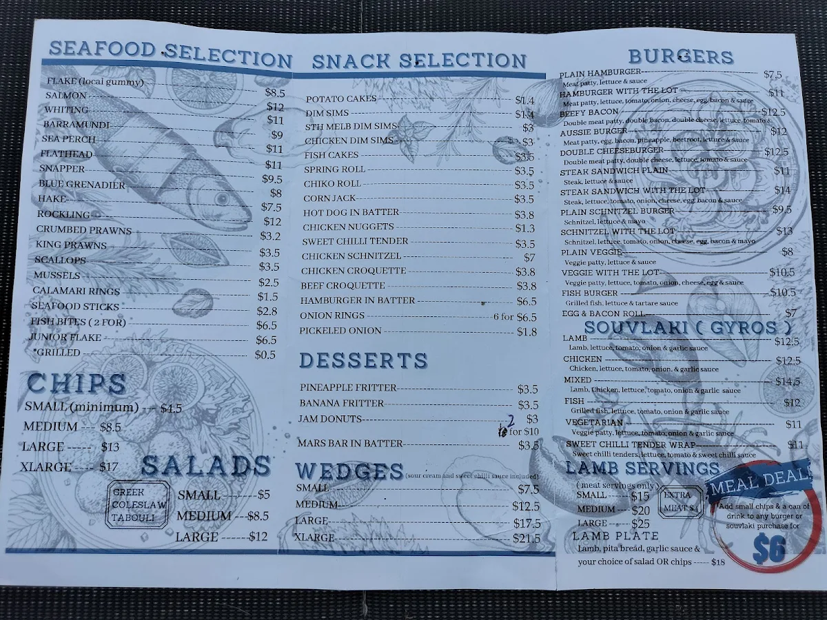 Menu, Rock’n Fish Stables Mill Park