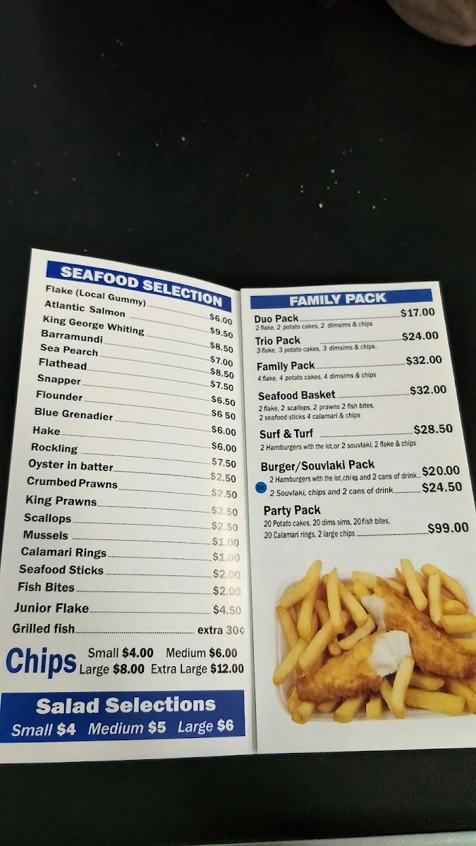 Menu, Rock’n Fish Stables Mill Park