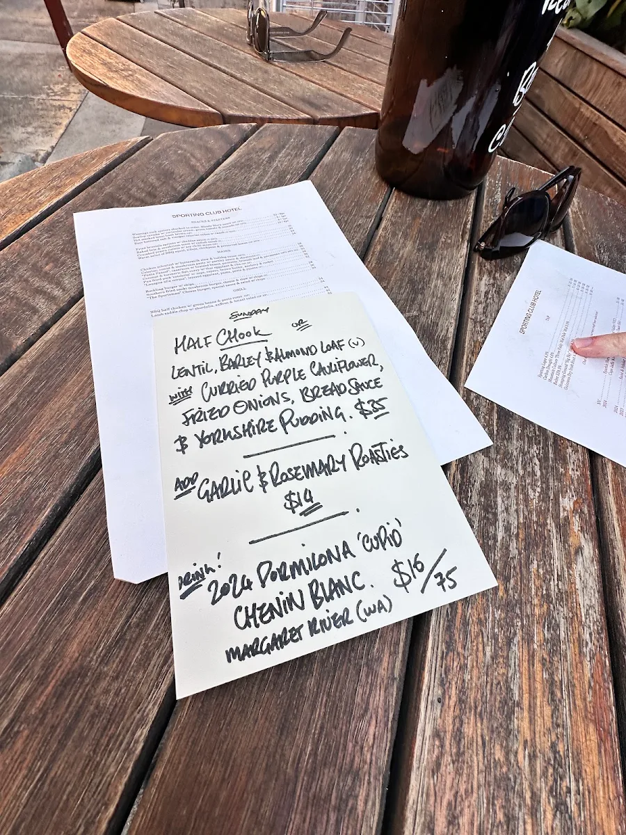 Menu, Sporting Club Hotel