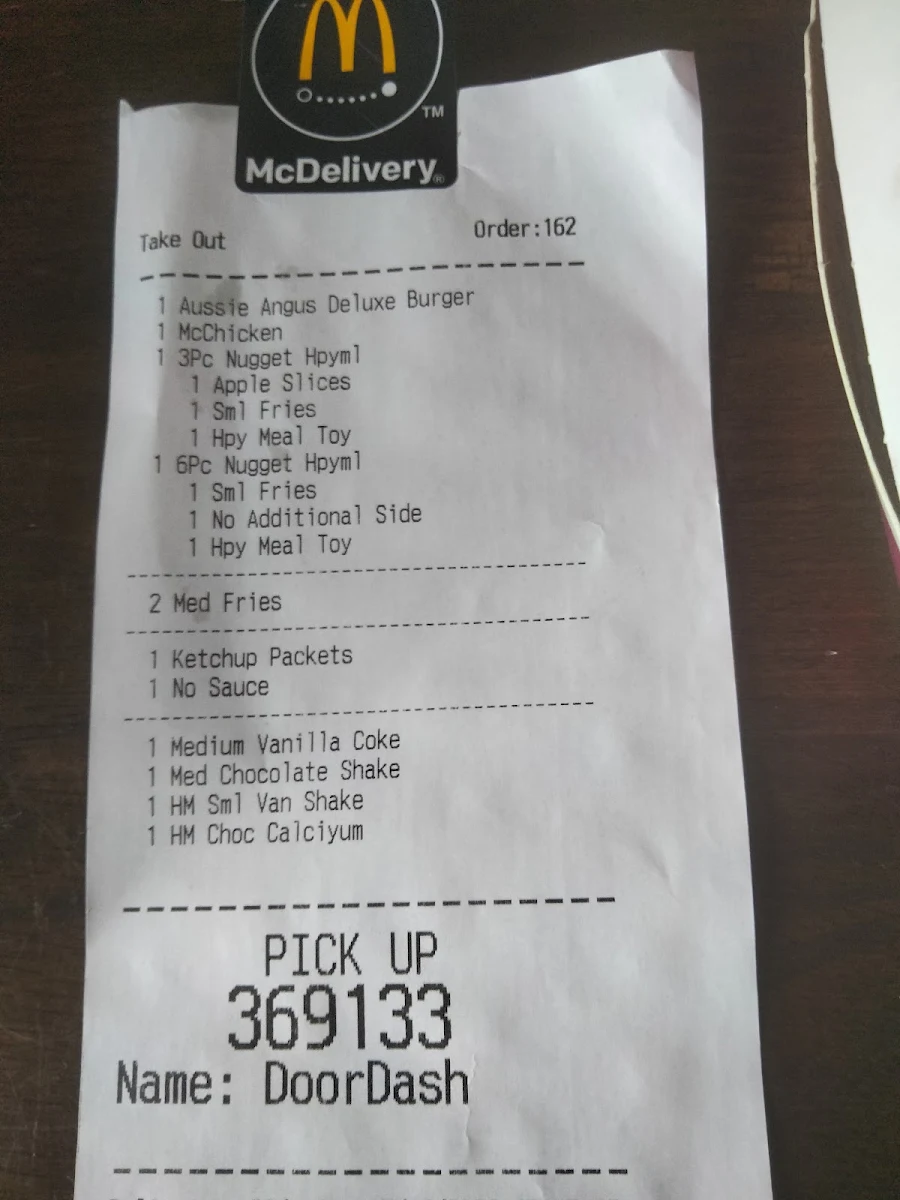 Menu, McDonald's Ipswich CBD