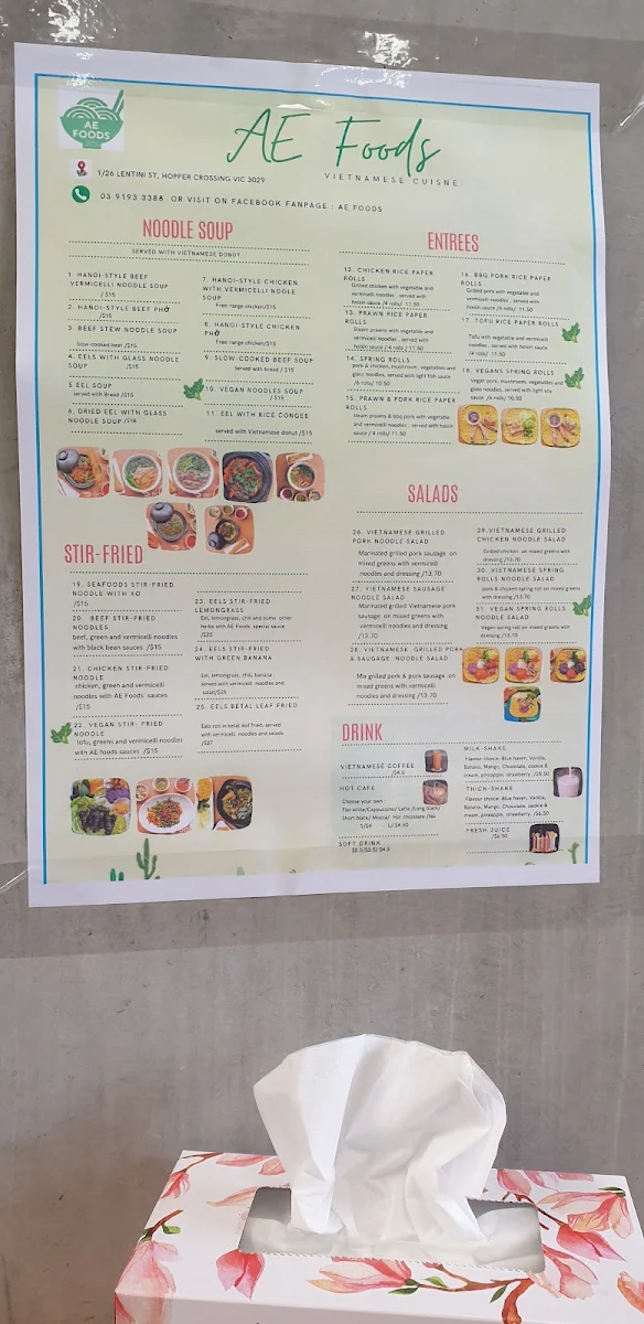 Menu, AE Foods