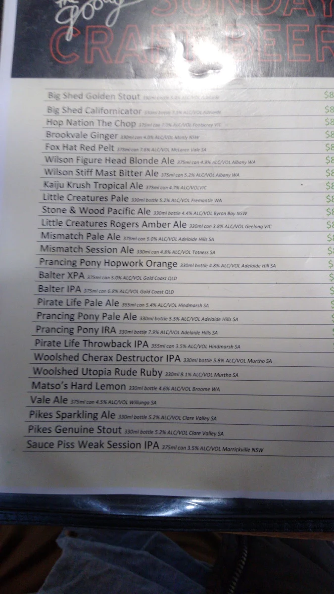 Menu, The Goody