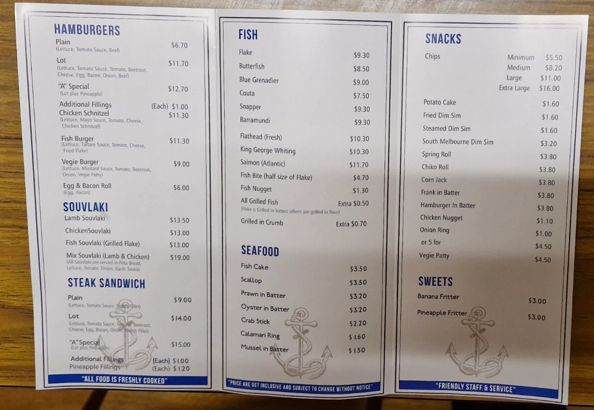 Menu, Lucky Catch