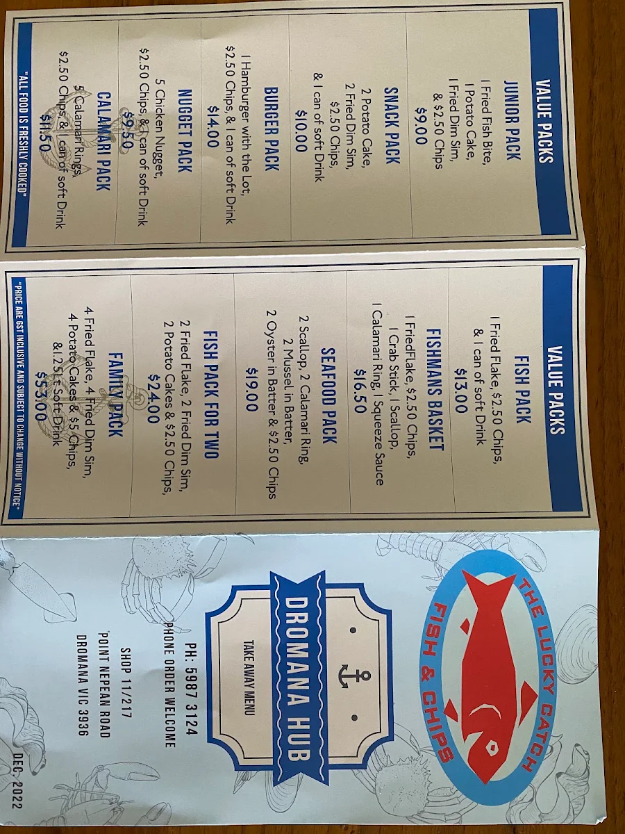 Menu, Lucky Catch