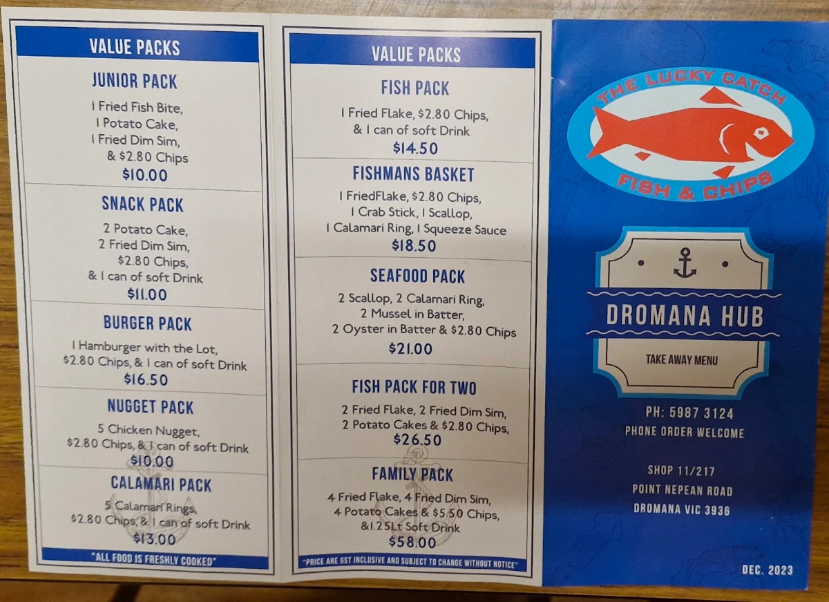 Menu, Lucky Catch