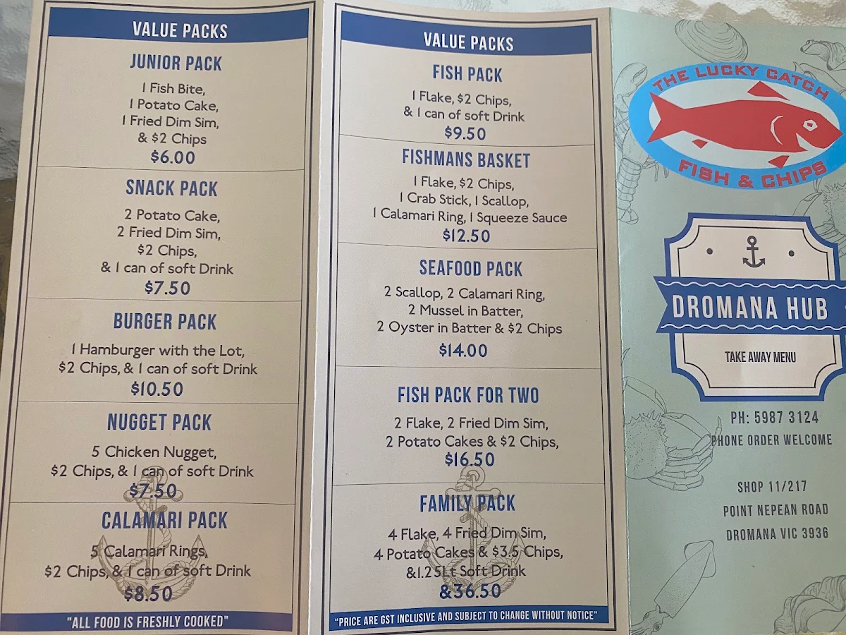 Menu, Lucky Catch