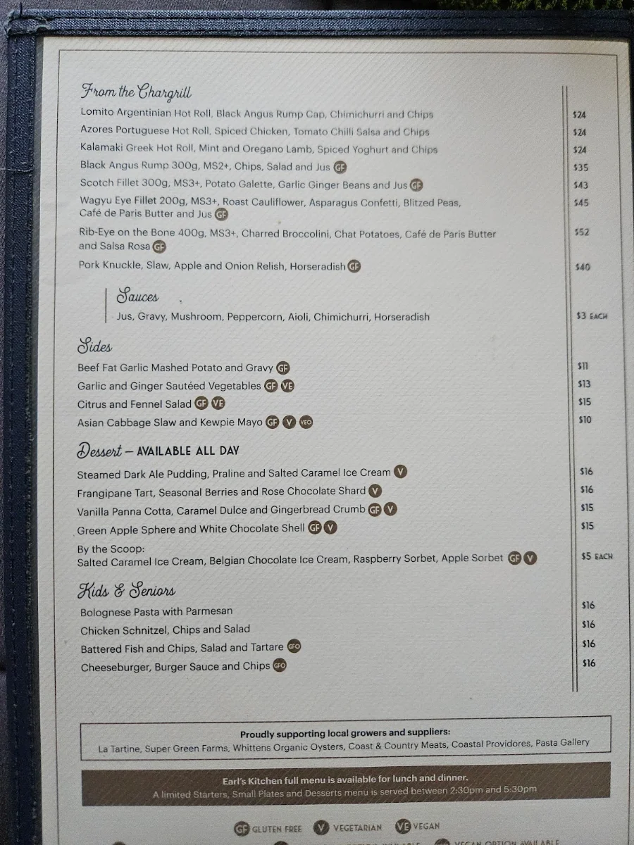 Menu, Hotel Gosford