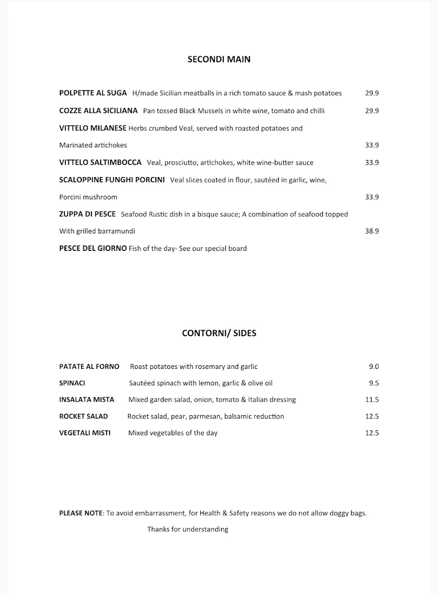 Menu, The Stonemill 347 Italian Kitchen & Wine Bar