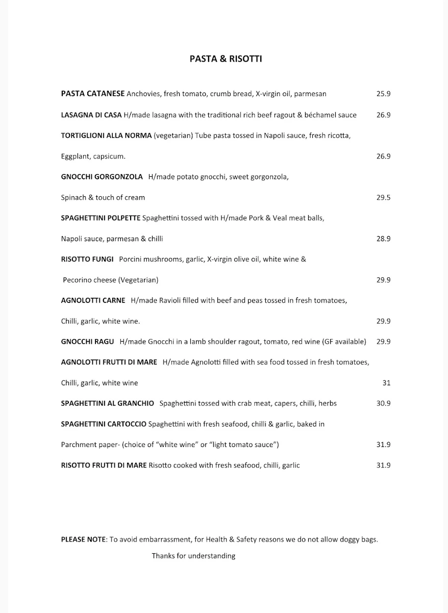 Menu, The Stonemill 347 Italian Kitchen & Wine Bar