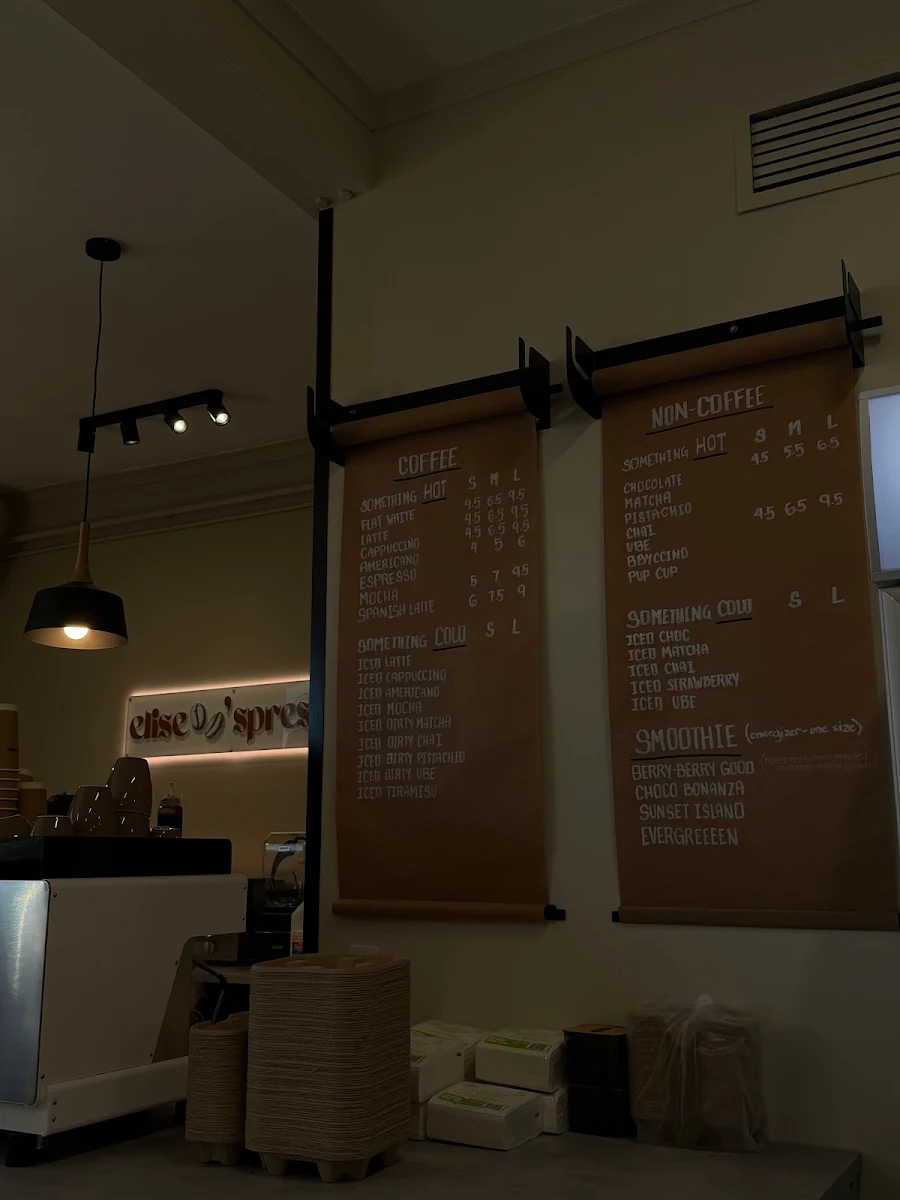 Menu, elise’spresso