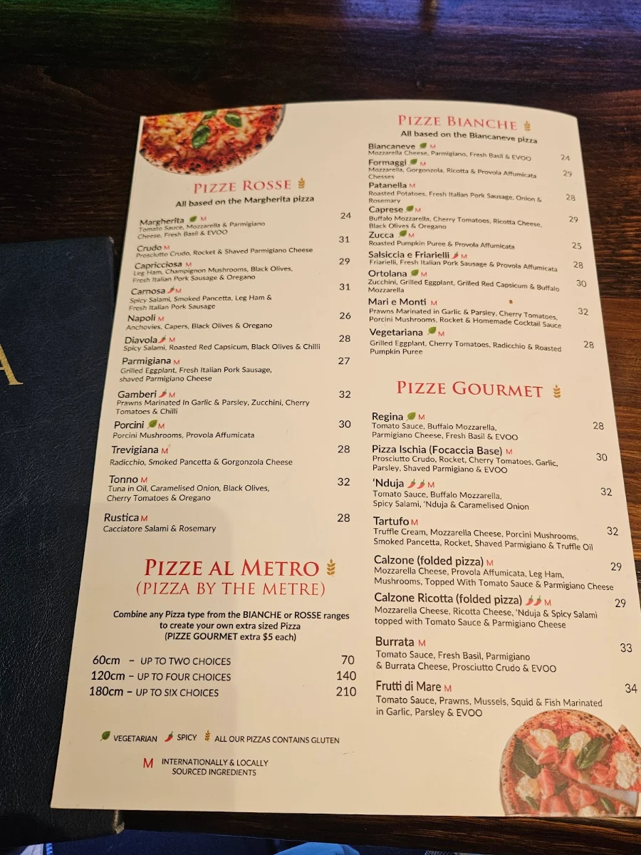 Menu, Ischia on Claisebrook