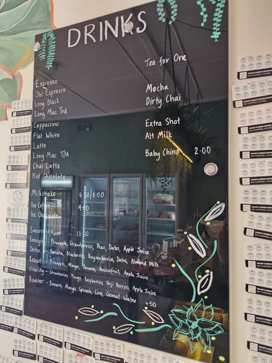 Menu, Roast and brew