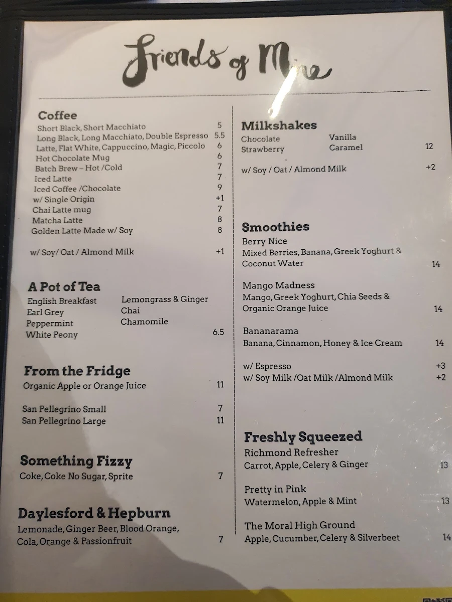 Menu, Friends of Mine