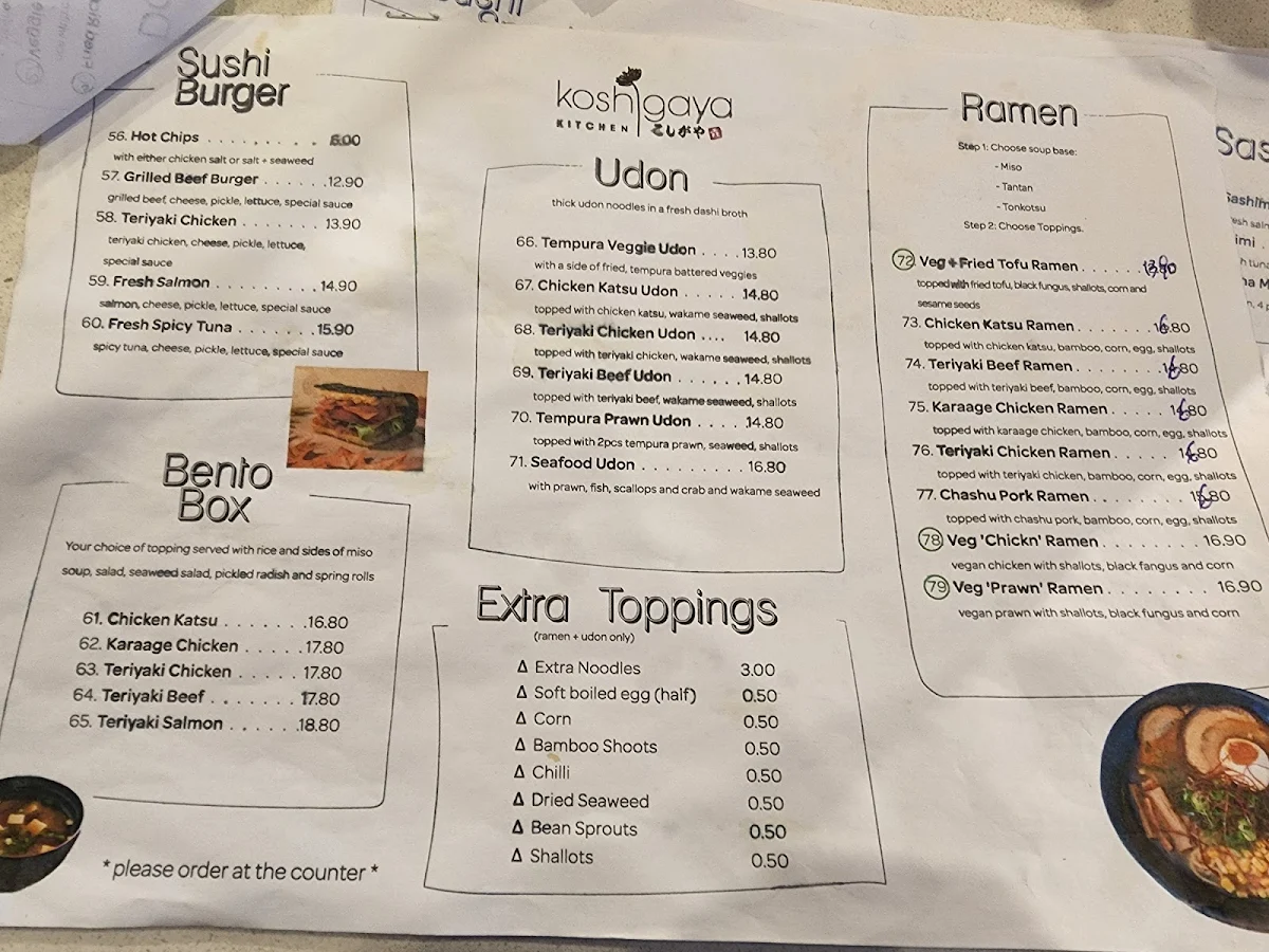 Menu, Koshigaya Kitchen