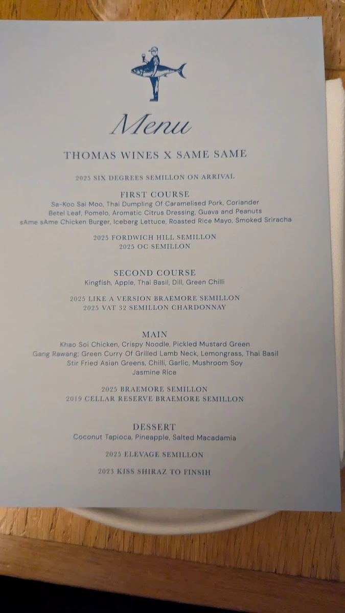 Menu, sAme sAme Brisbane