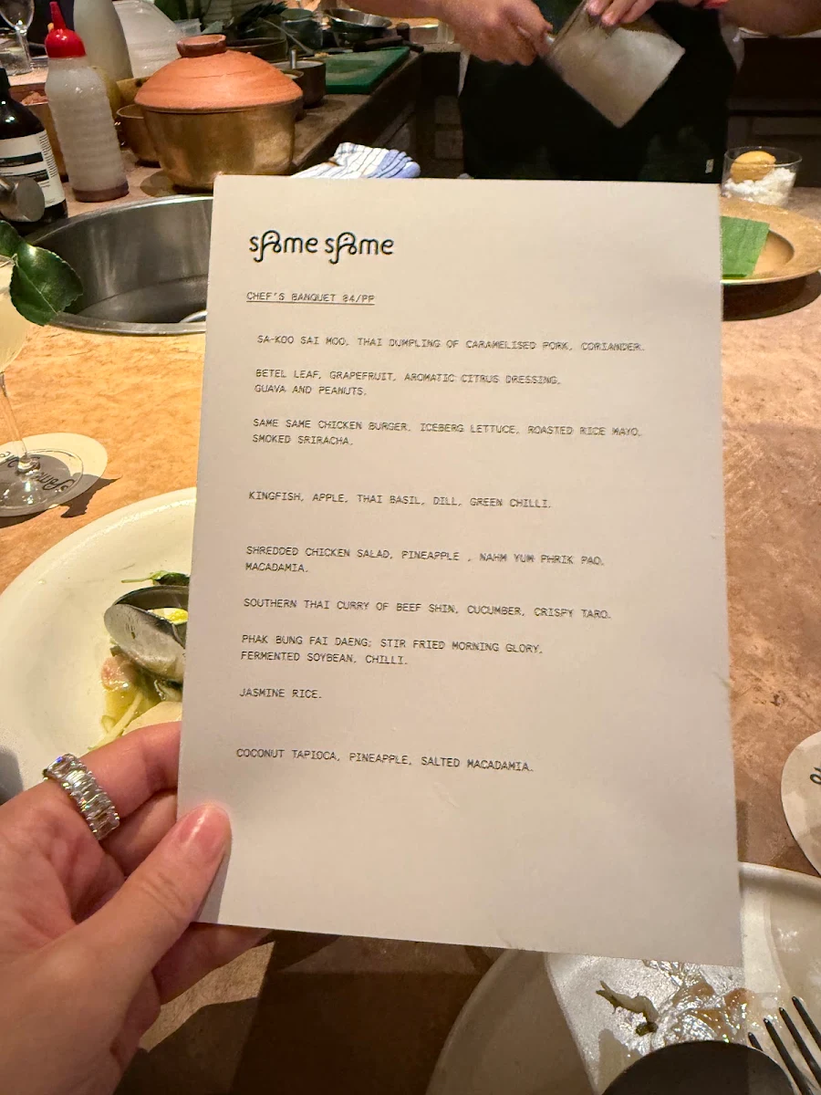 Menu, sAme sAme Brisbane