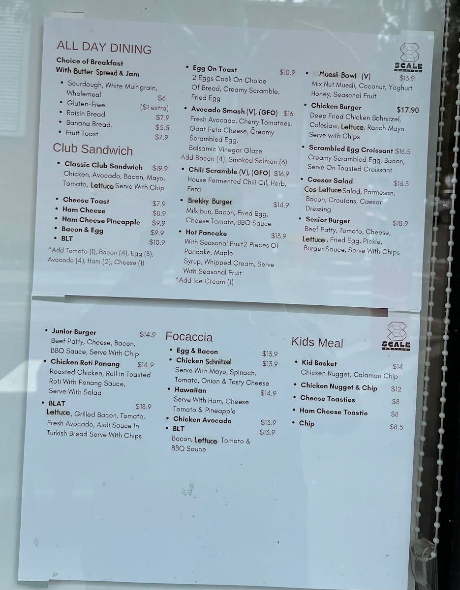 Menu, Scale Coffee