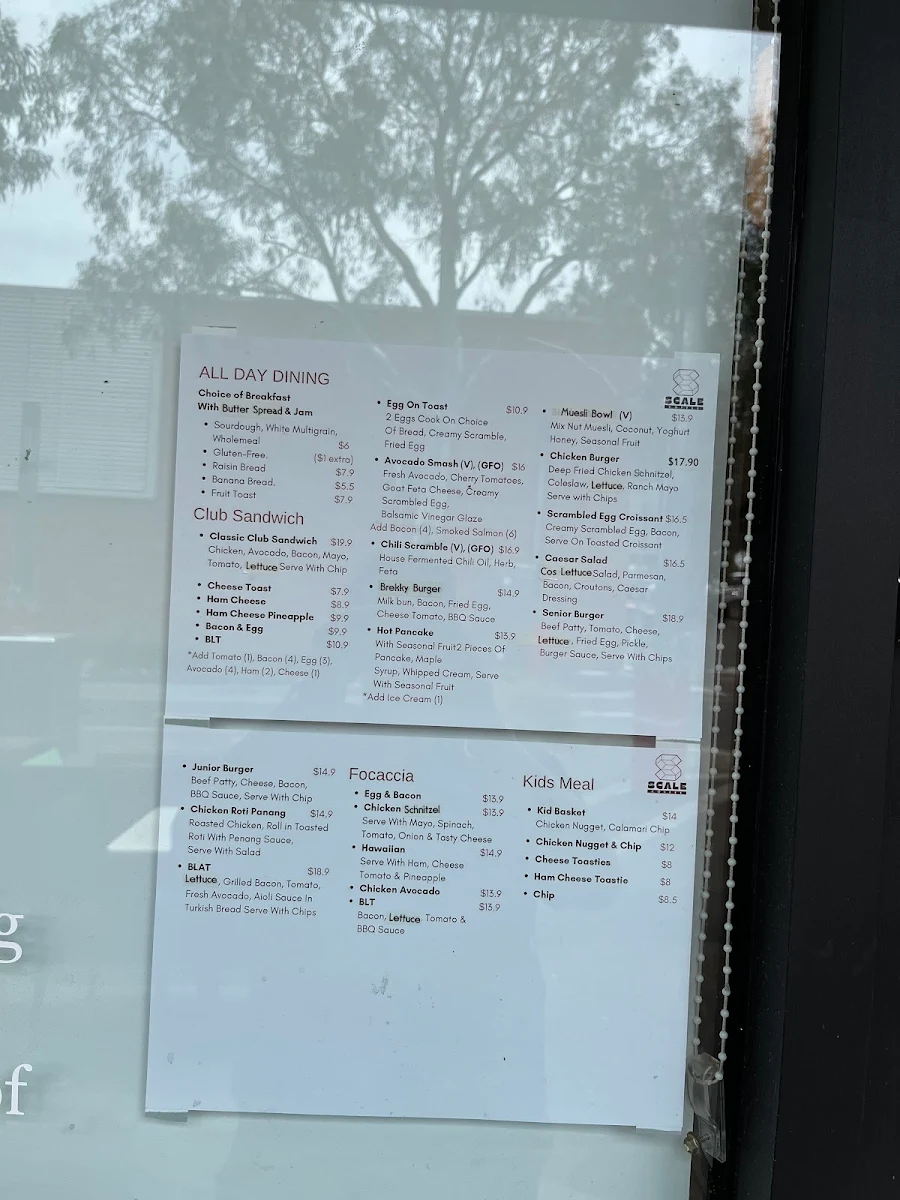 Menu, Scale Coffee