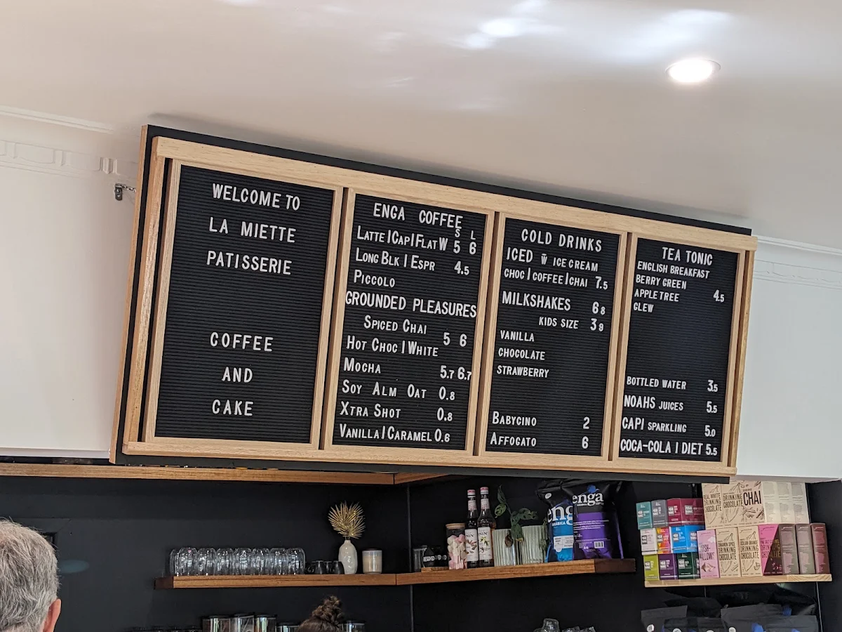Menu, La Miette Patisserie