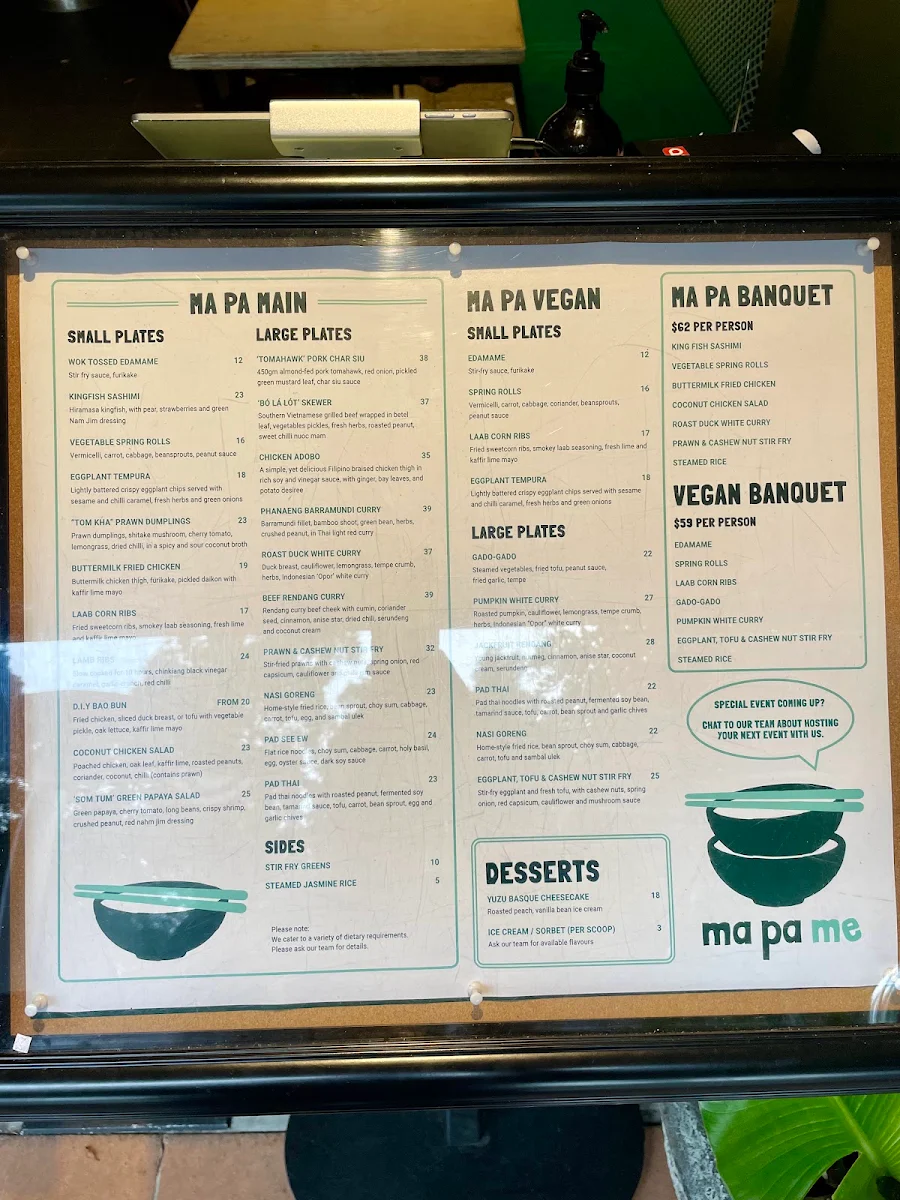Menu, Ma Pa Me