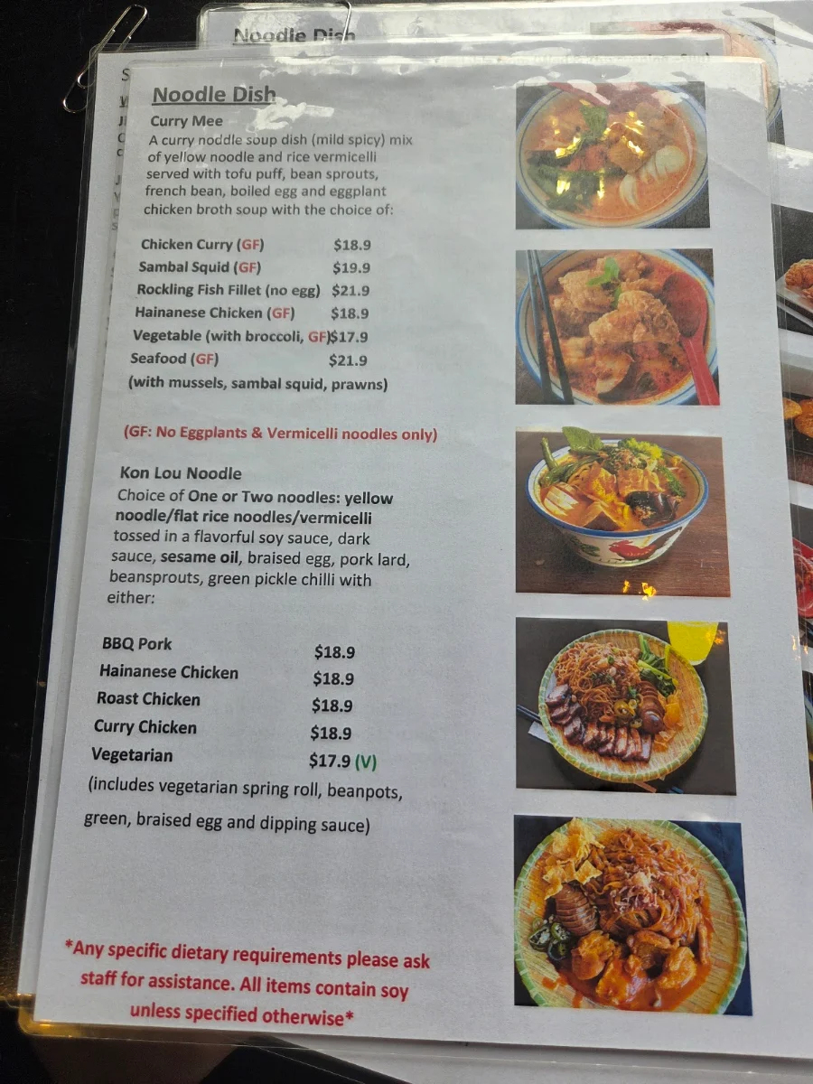 Menu, ccwok